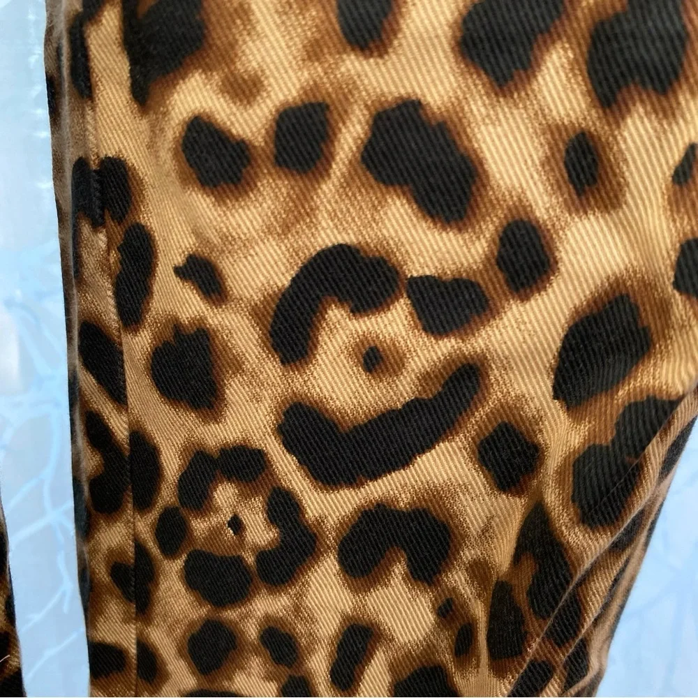 REFORMATION Marlon brown tan black LEOPARD PRINT high waisted crop PANTS - Picture 5 of 11